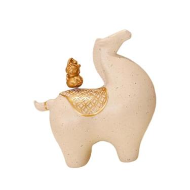 Imagem de FLCPJGV Escultura de Cavalo - Lembrança do Ano do Cavalo - Decoração Feng Shui para Mesa, Estante e Lareira, Bege, com Cabaça
