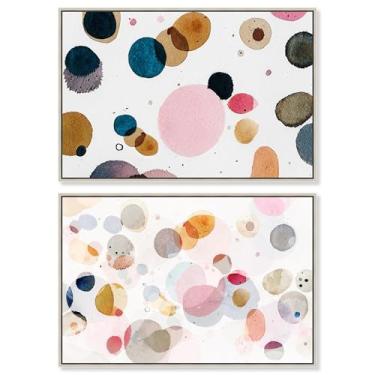 Imagem de Blush Boho Minimalista Impressão em Tela Banheiro Conjunto de 2 Arte de Parede por Art Remedy, Moldura Prata, 15 x 10