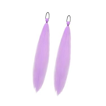 Imagem de oshhni 2x Extensão de Cabelo Rabo de Cavalo com Elástico, Extensão de Cabelo Sintético Fácil de Usar para Festas à Fantasia, Apresentações de Palco e, Roxo Claro