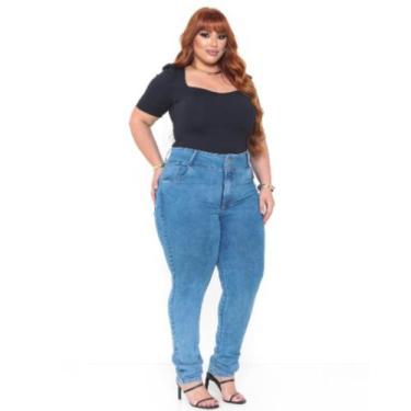 Imagem de Calça Skinny Jeans Feminina modeladora Plus Size cintura alta lycra/el