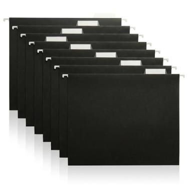 Imagem de Pastas de arquivo pretas penduradas – Pacote com 8, pastas organizadoras de arquivos tamanho carta para casa, escritório, escola e armários de arquivamento