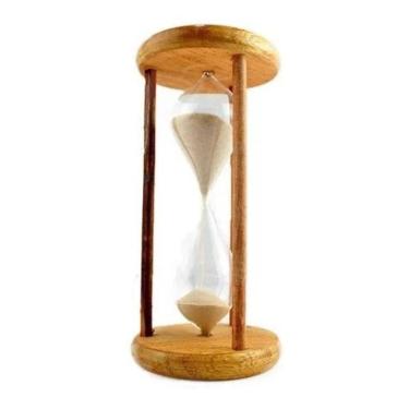 Imagem de Ampulheta Madeira E Vidro Relógio De Areia 45 Seg