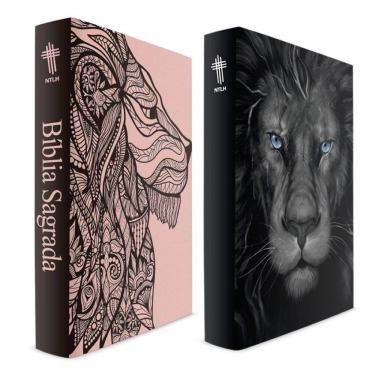 Imagem de Kit Bíblias Leão Grafite e Leão Rosa - NTLH - Capa Dura.