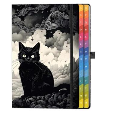 Imagem de Livro de endereços com abas alfabéticas (21,3 cm x 14,5 cm) – Organizador de contatos de impressão grande para senhas, números de telefone, licenças de software e informações importantes, capa de gato