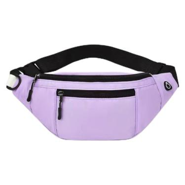 Imagem de Pochete para mulheres, bolsa de cintura moderna com alça ajustável para viagens, esportes, corrida, Roxa, Bolsa de peito unissex