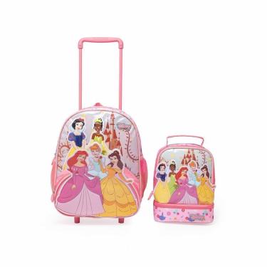 Imagem de Kit Mochila Lancheira Princesas Infantil Feminina Escolar Rodinha Disney Feminina-Feminino
