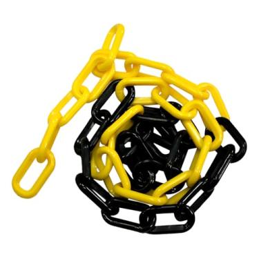 Imagem de 50 Metros Corrente para calha Zebrada Elo Pequeno Sinalização Cor Preto Amarelo Plastcor