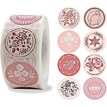 Imagem de Rolo de Adesivos Flores para Selos Envelopes Cartões Decoração Lembranças Festa Embalagem Sacolas Negócio e Boutiques 1000 Peças 8 Tipos Design