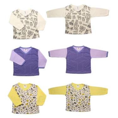 Imagem de Camiseta Gola V Estampada Manga Longa Bebe Menino Menina - Tanran Baby