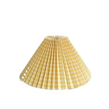 Imagem de pcagfaajmh Abajur de tecido estilo japonês abajur plissado para candeeiro de mesa candeeiro de pé candeeiro de chão decoração de quarto Abajur E27 (Cáqui) (amarelo)