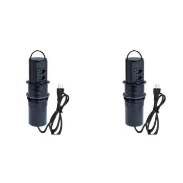 Imagem de Kit 2 Torres De Tomada Totem Manual Alça 2 Tom 20A 2USB 4.9A COR:PRETO