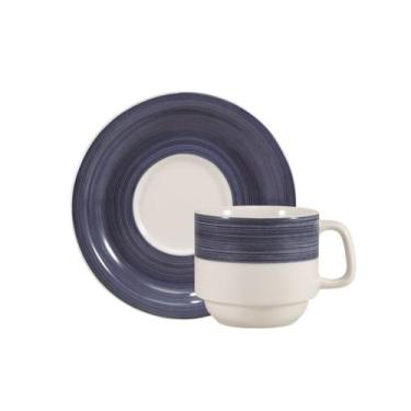 Imagem de Xícara Chá com Pires 200 ml Porcelana Schmidt - Dec. Cilídrica Pintura