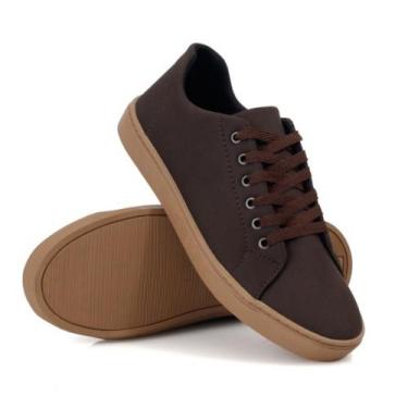 Imagem de Tênis Masculino Sapatenis Casual Confortável Esporte Fino Café, Marrom