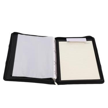 Imagem de Garosa Portfólio de Pasta de Couro PU, Organizador de Escritório Com Zíper Com 10 Bolsos Transparentes e Pasta de 4 Argolas, para Gerenciamento de Documentos, Conferências de Viagens