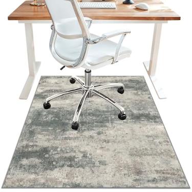 Imagem de Tapete de cadeira de escritório para piso de azulejo de madeira, tapetes de mesa abstratos 91 x 122 cm para cadeira de escritório em cadeiras com rodinhas tapete, tapete antiderrapante de 0,6 cm de