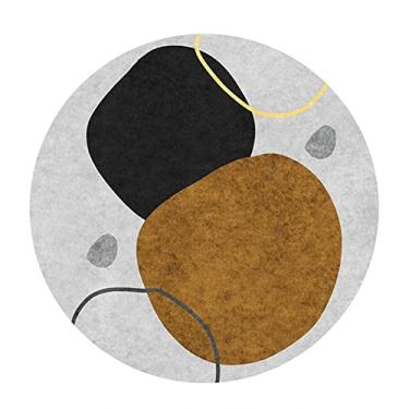 Imagem de Tapete geométrico moderno confortável casual esculpido à mão redondo, sala de jantar, entrada, sala de estar, quarto, tapete fácil de limpar