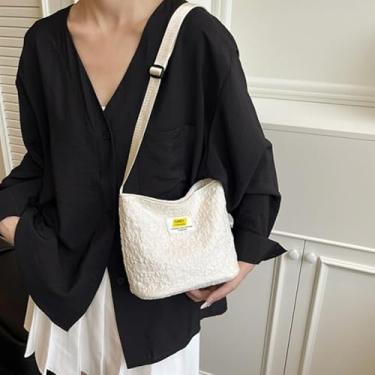 Imagem de Bolsa feminina floral, bolsa de ombro de grande capacidade, bolsa leve e casual com alça superior para uso diário, viagens e compras, Branco