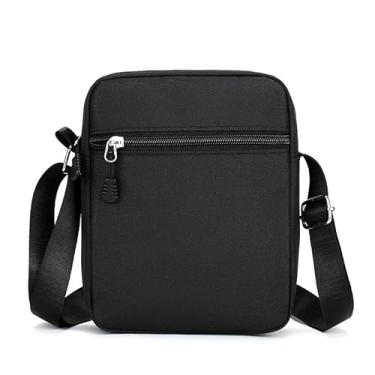 Imagem de Bolsa masculina leve, casual, pequena, preta, resistente à água, com alça ajustável para chaves de telefone, Preto, Casual
