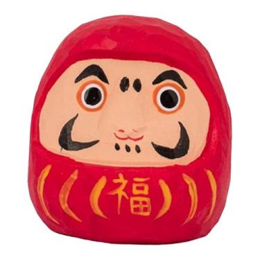Imagem de IEUDNS Pequena boneca Daruma de madeira, miniatura japonesa, coleção de esculturas tradicionais de arte Dharma para bares e festivais.
