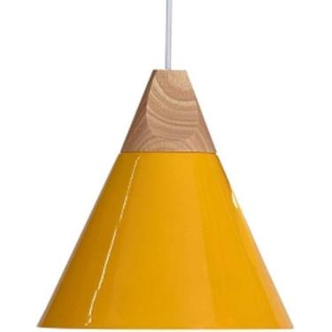 Imagem de Luminária Pendente Criativa Nórdica | Cúpula Cônica de Madeira e Ferro | Luminária de Teto com 1 Lâmpada | Mini Lustre Moderno para Iluminação Suspensa em Ilha de Cozinha e Sala de Jantar (A