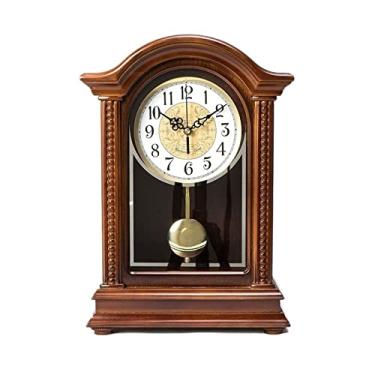 Imagem de KEG801302 Decoração de casa criativo grande relógio vintage relatório de horas europeu madeira relógio de mesa lareira relógio decorativo bancada