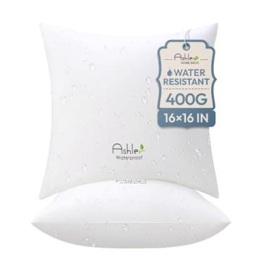 Imagem de Travesseiros para ambientes externos, 40,6 x 40,6 cm, pacote com 2, almofadas quadradas premium resistentes à água, à prova d'água, para sofá, sofá, varanda, pátio, sala de estar, quarto, móveis