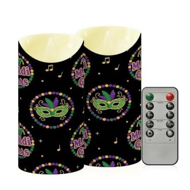 Imagem de Wassud Pacote com 2 velas sem chamas de notas musicais de carnaval com controle remoto, velas realistas cintilantes com temporizador, velas decorativas para Natal, casamento, festa, decoração de casa