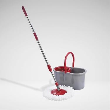 Imagem de Mop Giratório com Balde 8L Esfregão Inox Limpeza Pesada 360° limpa e seca com facilidade limpeza em geral piso laminado taco porcelanato