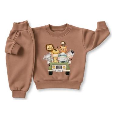Imagem de Conjunto Moletom Roupa de Frio Infantil Bebê Moletom Grosso Menino Tem