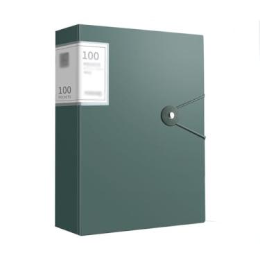 Imagem de Pasta organizadora de arquivos A4 com inserções transparentes, 100 páginas, livro de dados de grande capacidade, multifuncional, bolsa de armazenamento de dados, material de escritório (verde)