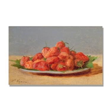 Imagem de Arte em tela vintage de frutas mortas, pintura clássica de cozinha country, decoração de parede de casa de fazenda quente para sala de jantar e cozinha. C53. 70x112cm-27,6x44,0 pol. Somente tela