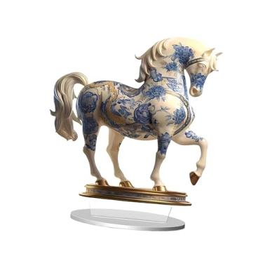 Imagem de UGPLM Enfeite de cavalo em acrílico 2D com suporte, decoração criativa para o Ano do Cavalo, ideal para estante, armário ou mesa de escritório, Style B