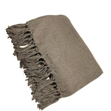 Imagem de Manta para Sofá Algodão 2,50x1,80m Artesanal Decorativa com Nós nas Pontas Capa Protetora Elegante(Marrom)