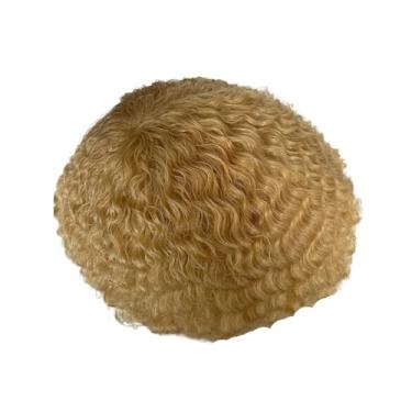 Imagem de Aplique de testa Peruca afro onda encaracolada masculina, sistema de substituição cabelo humano, perucas completas renda, 6 polegadas(613 Color)