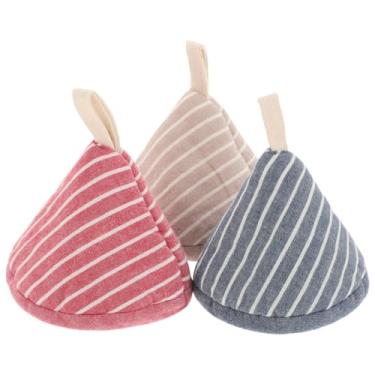 Imagem de 3 peças lindas tampas de alça de panela triângulo japonês com isolamento térmico para panelas, chaleiras, multifuncional, protetor de maçaneta, resistente a altas temperaturas, acessório de cozinha
