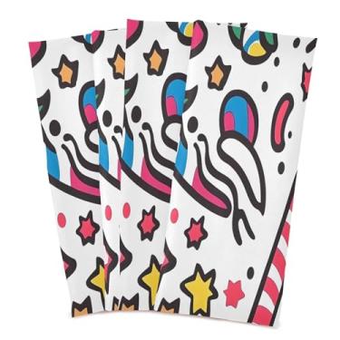 Imagem de xigua Conjunto de 4 panos de prato coloridos de fogos de artifício, toalhas de cozinha de secagem rápida altamente absorventes para limpeza de pratos e limpeza manual, 71 x 45 cm