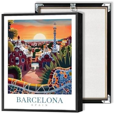 Imagem de Paisagem da cidade de Barcelona na Espanha pôsteres em tela moderna paisagem de Barcelona arte de parede Europa Espanha impressão de viagem pintura para sala de estar quarto dormitório decoração de