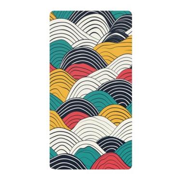 Imagem de Blueangle Lençol de berço padrão para berço infantil - Lençóis de algodão macio e respirável com ondas abstratas (879)