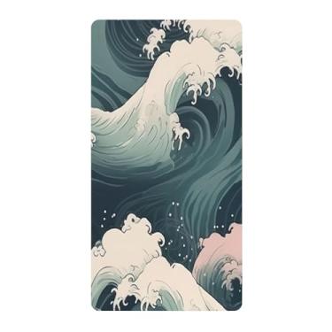 Imagem de Blueangle Lençol de berço com elástico padrão para berço infantil - Lençóis de algodão macio e respirável com a grande onda (516)