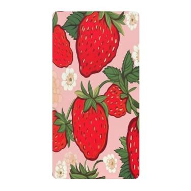 Imagem de Blueangle Lençol de berço padrão para berço infantil - Lençóis de algodão macio e respirável com estampa de morango (504)