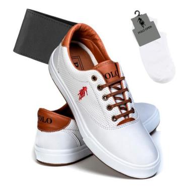 Imagem de Kit Tênis Masculino Polo Open Casual Confortável Meia Soquete e Cartei