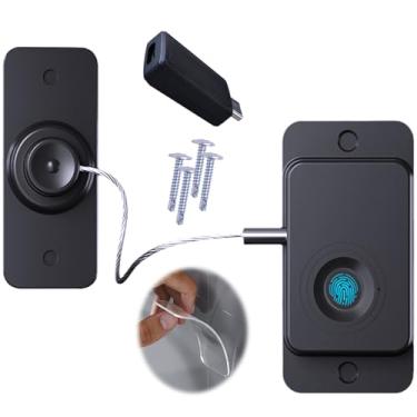 Imagem de Bstsilver Fechadura de geladeira com impressão digital, chave USB à prova de crianças, para gaveta de armário de arquivo, congelador, fechaduras de janela de 90 graus, trava de cabo de geladeira