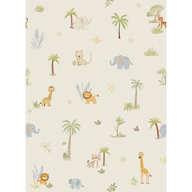 Imagem de YXTII Papel de parede de berçário de 43 cm × 78 cm, papel de parede autoadesivo removível de animais da floresta, papel de parede autoadesivo para quarto de berçário