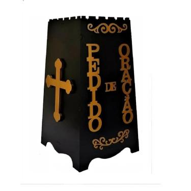 Imagem de Gazofilácio Pedidos De Oração Igreja Em Mdf Preto Dourado