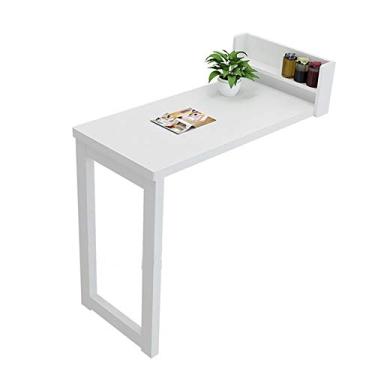 Imagem de Mesa de jantar dobrável para computador montada na parede, mesa de folhas suspensas para pequenos espaços, bancada de trabalho multifuncional, economia de espaço (branco 113 x 105 x 40 cm)