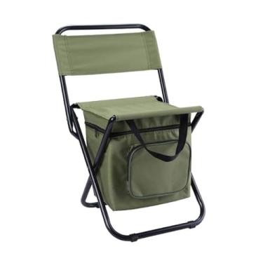 Imagem de Cadeira Dobrável Com Porta de Metal Portátil Impermeável Pesca Praia Acampamento trilha com Bolsa(VERDE)