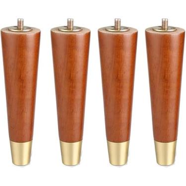 Imagem de Conjunto de 4 pernas de mesa para móveis resistentes, pernas de sofá com haste roscada M8, pernas de sofá para guarda-roupa, pernas de sofá de madeira, pernas de mesa de substituição