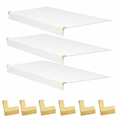 Imagem de Oftest Pacote com 4 capas de prateleira de arame de madeira de PVC para armário e despensa, capa de prateleira de arame de madeira para decoração de armário removível (branco e pacote com 3, 61 x 30