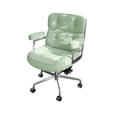 Imagem de Cadeira de escritório cadeira de escritório cadeira de mesa de encosto médio ajustável alta ergonômica cadeira de computador apoios de braços macios cadeira de couro com suporte lombar cadeira de