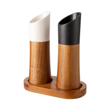 Imagem de THJKUPO Conjunto manual de frascos de tempero para moagem de sal marinho moedor de pimenta preta